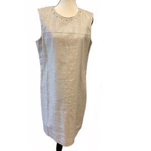 Gray Linen Fully Lined Shift Dress  - Size 12